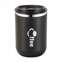 ECARLA kubek termiczny ze słomką, termos zamykany 500ml Czarny CUP07WZ3