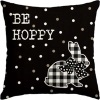 ECARLA Wielkanoc poszewka na poduszkę 45x45cm Króliczek Black White POD234