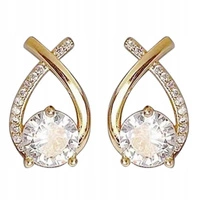 ECARLA kolczyki wiszące ze stali szlachetnej platerowanej złotem KST3313