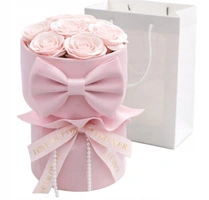 ECARLA bukiet mydlanych kwiatów pastelowe RÓŻE z kokardą BUK24R