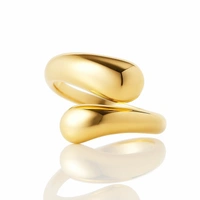 ECARLA pierścionek ze stali chirurgicznej platerowanej złotem PST969