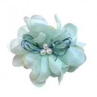 ECARLA klamra do włosów tiulowa z perełkami Kwiat Miętowa SP323M 