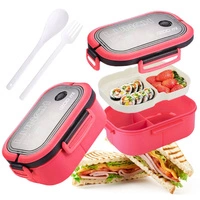 ECARLA Lunch Box śniadaniówka ze sztućcami 21x14,5x8cm Fuksja PJM44F