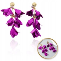 ECARLA kolczyki wiszące tiulowe kwiaty K1705