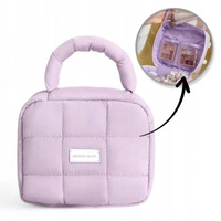 ECARLA kosmetyczka kuferek pikowana z rączką Fioletowa KS139FIO