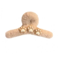 ECARLA klamra do włosów futerko Kremowa SP255 