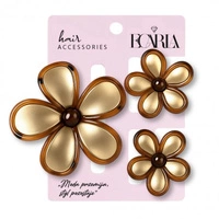 ECARLA zestaw spinek-klamer do włosów Kwiat XL +2 mini Brązy Złoto SP433