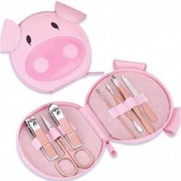 ECARLA zestaw akcesoriów do manicure w etui Różowa Świnka AK07 