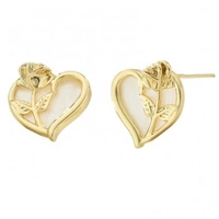 ECARLA kolczyki ze stali szlachetnej platerowanej 14k złotem SERCE RÓŻĄ KST3368