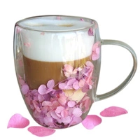 ECARLA szklanka termiczna z podwójnym dnem z hortensją w środku 300ml Róż SZK165