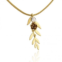ECARLA naszyjnik ze stali szlachetnej pozłacanej LISTKI, RÓŻA NST2211