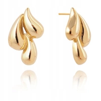 ECARLA kolczyki ze stali szlachetnej platerowanej 14k złotem KROPLE KST3235