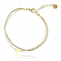 ECARLA bransoletka na rękę podwójna ze stali chirurgicznej pozłacanej BST1525