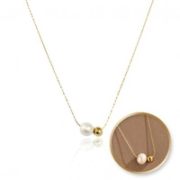 ECARLA naszyjnik ze stali szlachetnej pozłacanej KULKA PERŁA NST2153