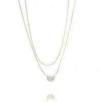 ECARLA naszyjnik podwójny ze stali szlachetnej pozłacanej SERCE NST1488