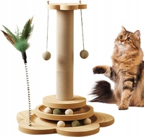 ECARLA drapak dla kota 43cm z zabawką, piłki, kulki, piórka KOT22 