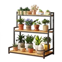 ECARLA Kwietnik regał na kwiaty trzypoziomowy 80x40x95cm Czarny SZ46CZ