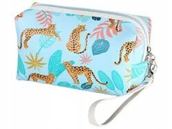 ECARLA kosmetyczka kuferek rozkładana podłużna Safari niebiieska  KS80 