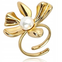 ECARLA pierścionek ze stali chirurgicznej platerowanej złotem regulowany PST937