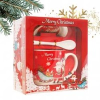 ECARLA kubek świąteczny ze spodkiem i łyżeczką w pudełku KB19WZ3 400ml