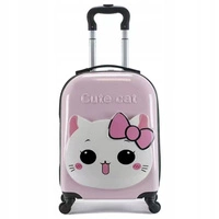ECARLA walizka kabinowa dla dzieci Cute Cat Różowa WP06