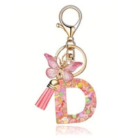 ECARLA brelok do kluczy LITERKA D różowy motylek serca BRL328D 