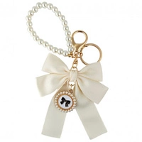 ECARLA brelok do kluczy KOKARDA z perłami Kremowa BRL362K