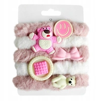 ECARLA zestaw gumek-frotek do włosów 5w1 Białe Różowe OGUM175