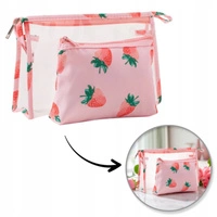 ECARLA zestaw 2 kosmetyczek transparentna + Truskawki KS152