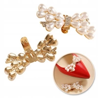 ECARLA klipsy do butów z perełkami, cyrkoniami Kokardki KDB52 2szt