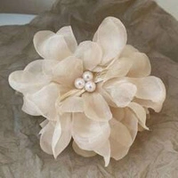 ECARLA klamra do włosów tiulowa z perełkami Kwiat Biała SP323B 