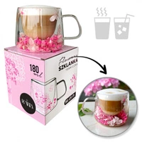 ECARLA szklanka termiczna z podwójnym dnem z hortensją w środku SZK175