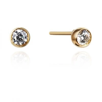 ECARLA kolczyki ze stali szlachetnej platerowanej 14k złotem CYRKONIA KST3396