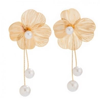 ECARLA kolczyki wiszące, duże Kwiaty z perłami K1696