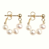 ECARLA kolczyki ze stali szlachetnej platerowanej 14k złotem Perły KST3405