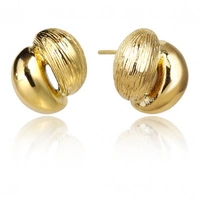 ECARLA kolczyki ze stali szlachetnej platerowanej 14k złotem podwójne KST3400