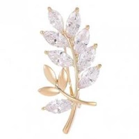 ECARLA broszka kryształowa z cyrkoniami Listki na gałązce BZ181 