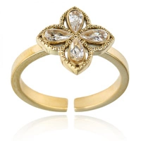 ECARLA pierścionek ze stali chirurgicznej platerowanej złotem KWIAT PST949