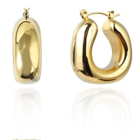 ECARLA kolczyki ze stali szlachetnej platerowane 14k Grube koła KST3387