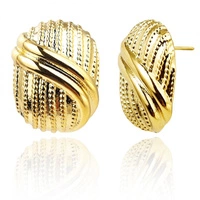 ECARLA kolczyki ze stali szlachetnej platerowane 14k Owalne KST3384