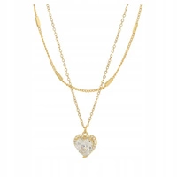 ECARLA naszyjnik ze stali szlachetnej pozłacanej cyrkonie SERCE NST1629