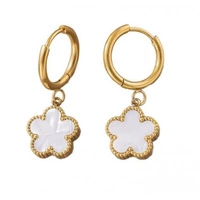 ECARLA kolczyki ze stali szlachetnej platerowanej 14k złotem Koniczynka KST3390