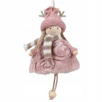 ECARLA ozdoba świąteczna na choinkę wiszący Aniołek z pluszu ASN12R 