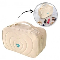 ECARLA kosmetyczka pikowana kuferek z rączką 24x9x15cm Krem KS132K