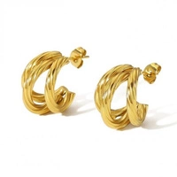 ECARLA kolczyki ze stali szlachetnej platerowanej 14k złotem KÓŁKA KST3322