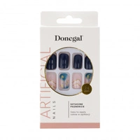 DONEGAL Artificial sztuczne paznokcie bez kleju kwadratowe Multi Glow 24szt