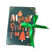 ECARLA pudełko prezentowe świąteczne z kokardą 13x9x4,5cm Merry Christmas Zielone OPO34 