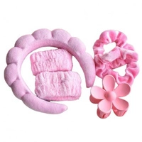 ECARLA zestaw opasek na głowę i nadgarstki + 2 gumki i spinka Róż O539R