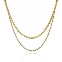 ECARLA naszyjnik podwójny ze stali szlachetnej pozłacanej ŻMIJKI NST2179