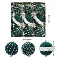ECARLA komplet bombek bożonarodzeniowych średnica 8cm Zielone BSN68 9szt